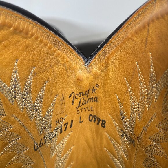 Women's  7.5 Vintage Tony Lama Black Western Cowboy Boot, Western Style Design - Picture 10 of 11